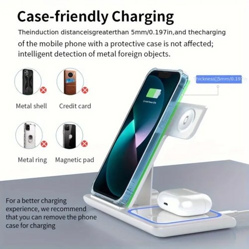 3-in-1 Foldable Fast Wireless Charging Station 15W Qi | Harrison's General